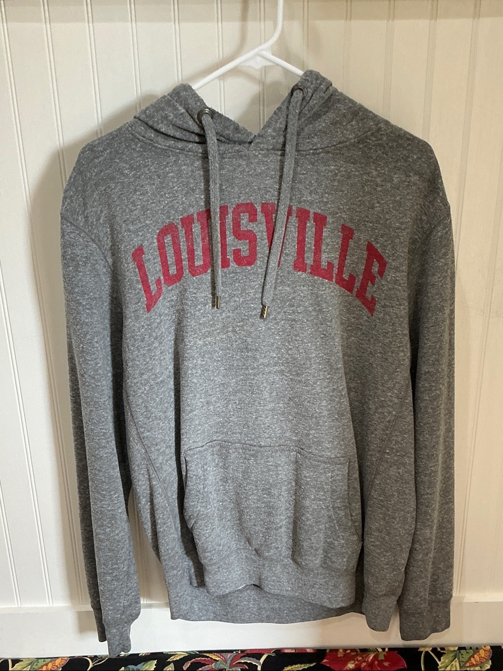 League Gray Zip-Up Hoodie with Red 'Louisville' Print